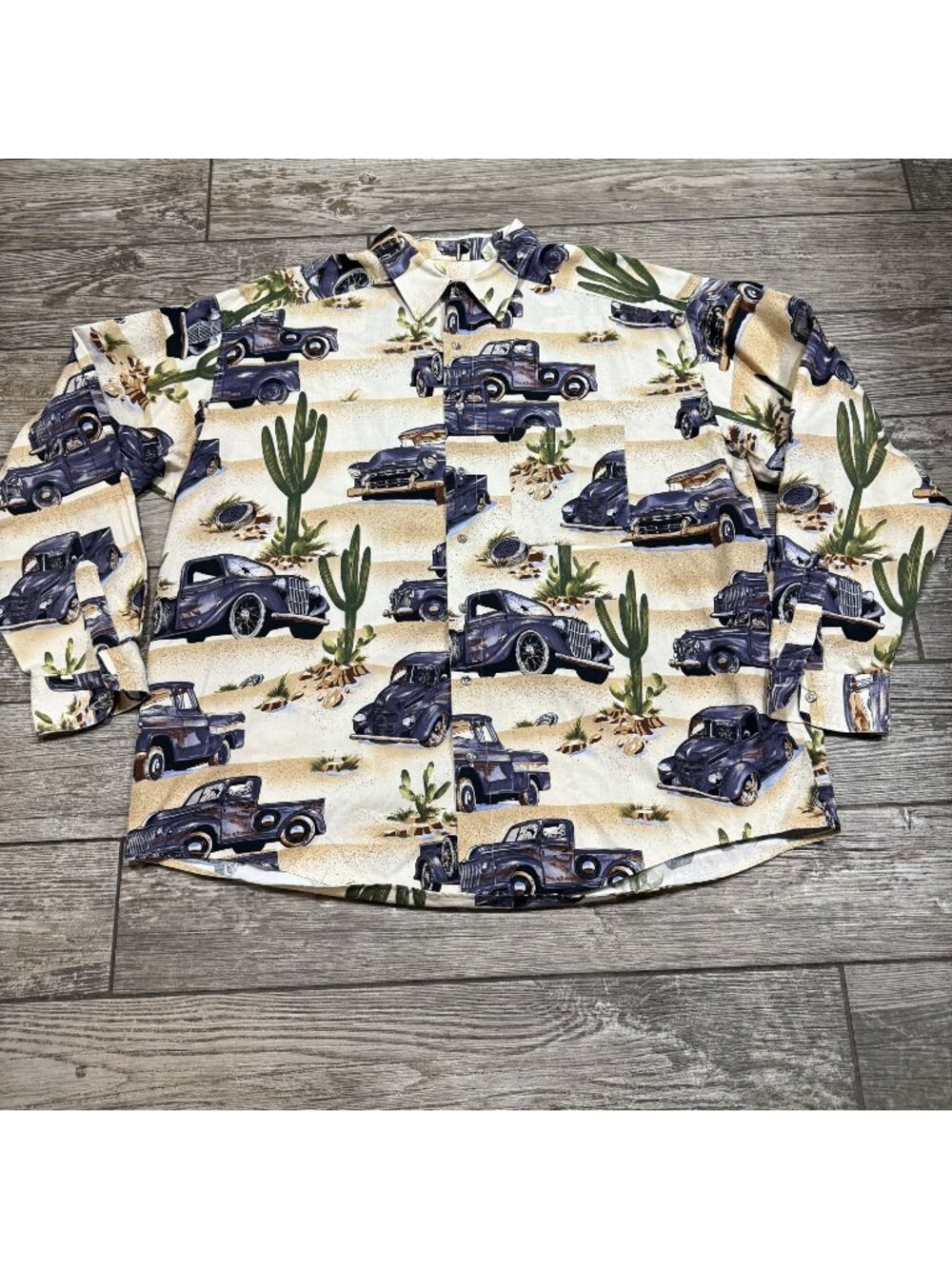 Johnny Cotton Mens XL Vintage‎ Classic Truck AOP Print Button-Up Shirt USA